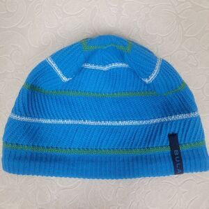 Bula Blue and Green Knit Beanie Hat Fleece Lined Ski Cap